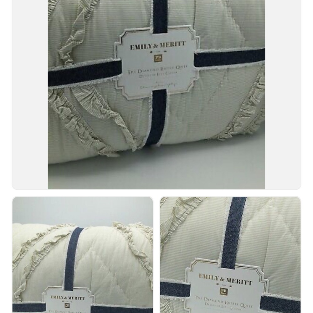 NWT Pottery Barn Teen Twin Diamond Ruffle Quilt